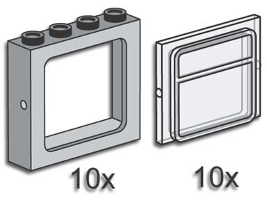 Конструктор LEGO (ЛЕГО) Bulk Bricks 3733 Grey Train Windows with Panes