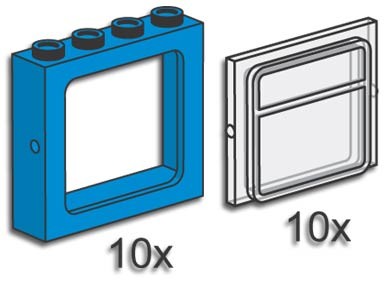 Конструктор LEGO (ЛЕГО) Bulk Bricks 3734 Blue Train Windows with Panes