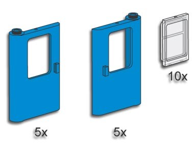Конструктор LEGO (ЛЕГО) Bulk Bricks 3736 Blue Train Doors with Panes