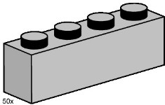 LEGO Bulk Bricks 3469 1x4 Light Grey Bricks