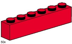 LEGO Bulk Bricks 3477 1x6 Red Bricks