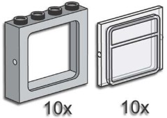 LEGO Bulk Bricks 3733 Grey Train Windows with Panes