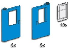 LEGO Bulk Bricks 3736 Blue Train Doors with Panes